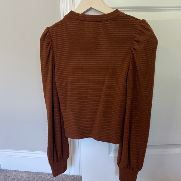 Lulu's Rust Ribbed Long Sleeve Blouse - Picture 3 of 3